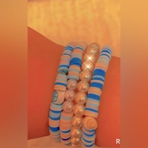 4 pc clay bead mermaid bracelet set